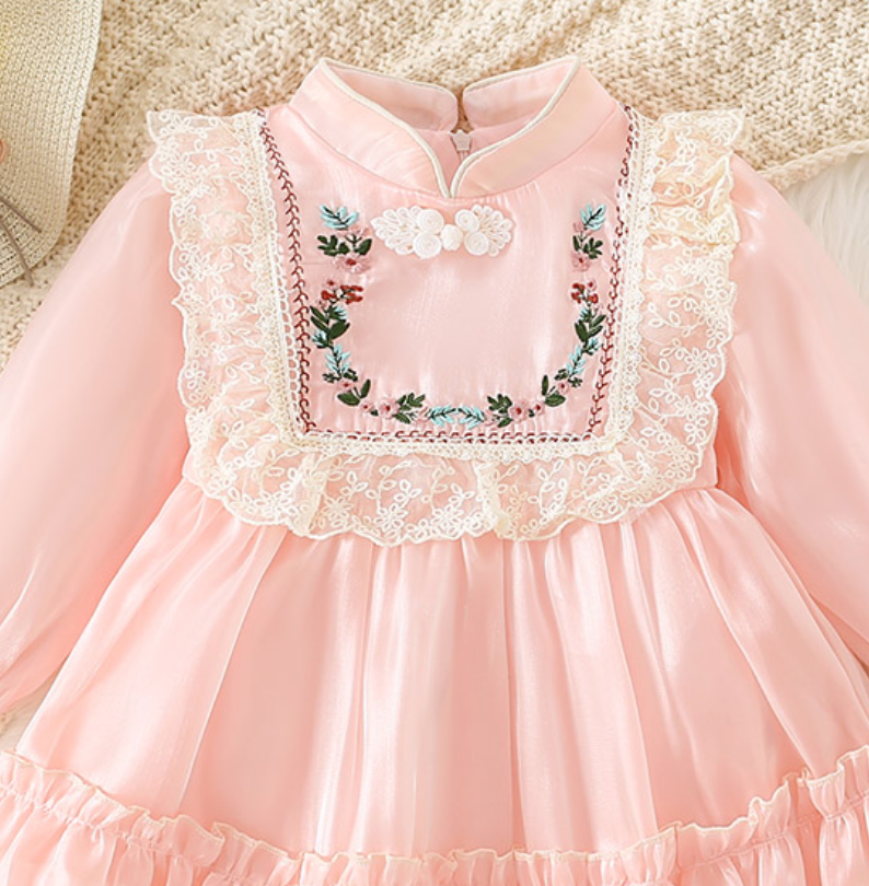 Elegant Spring Baby Girls' Dress, Ages 3-24 Months | Color: Pink | Image 2