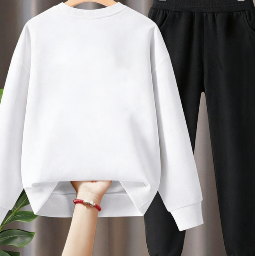 Modern Chic All-Season Minimalist Autumn 2-Piece Boys' Pants Suit, Ages 4-14 | Color: White | Image 3