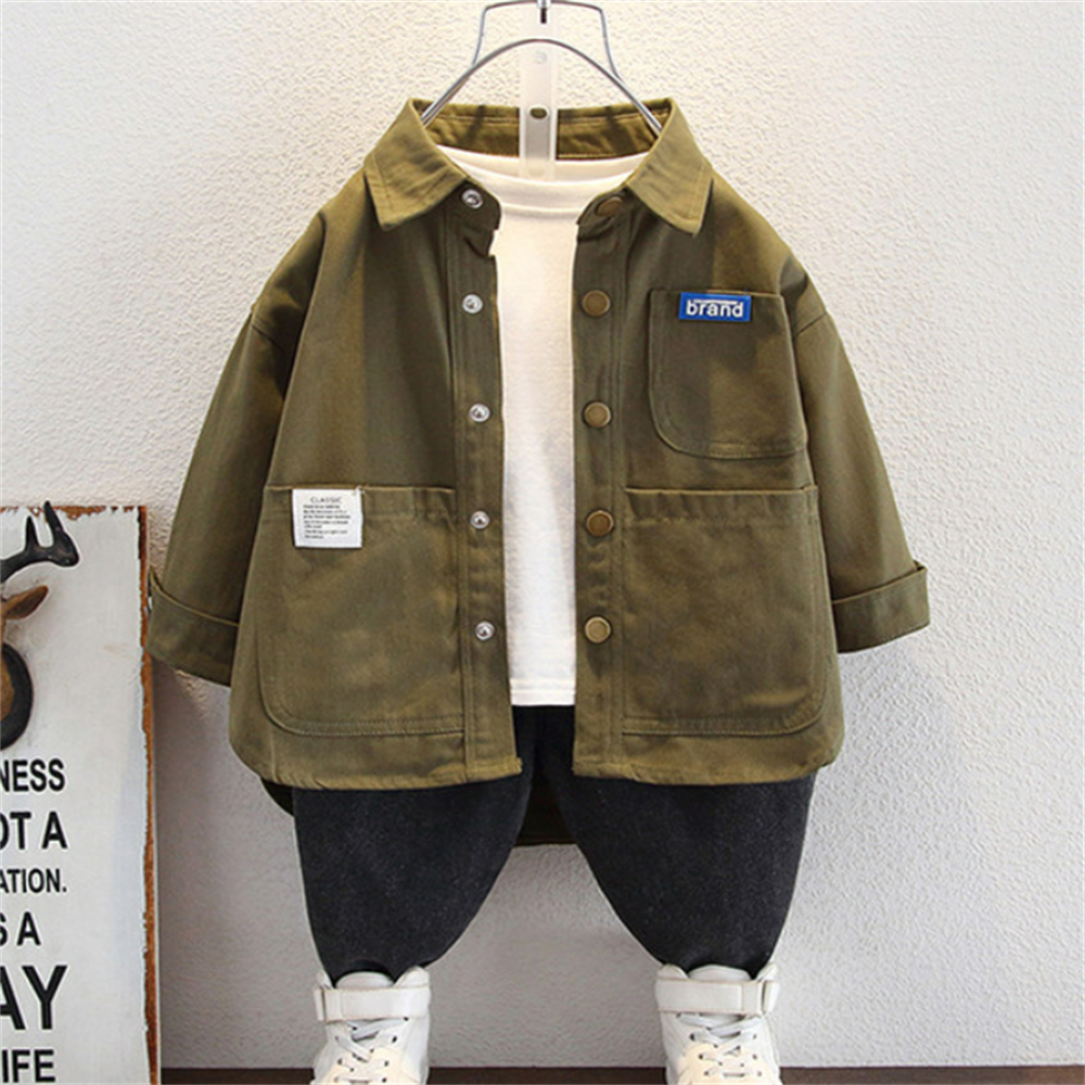 Modern Chic All-Season Trendy Spring Boys' Jacket, Ages 2-11 | Color: Army Green | Image 1