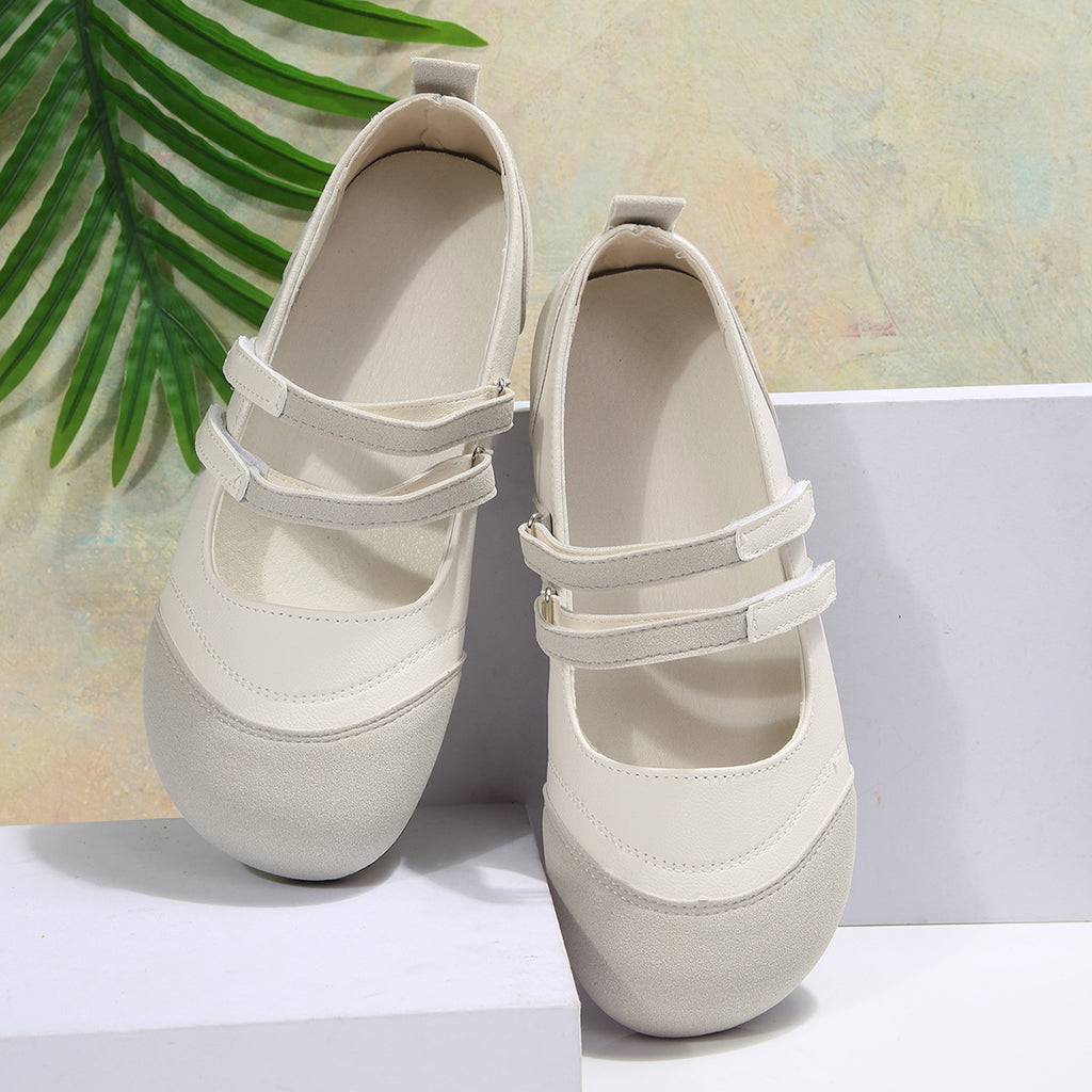 Modern Chic All-Season PU/Artificial Leather/Microfiber Leather Women's Flat Shoes | Color: Beige | Image 2