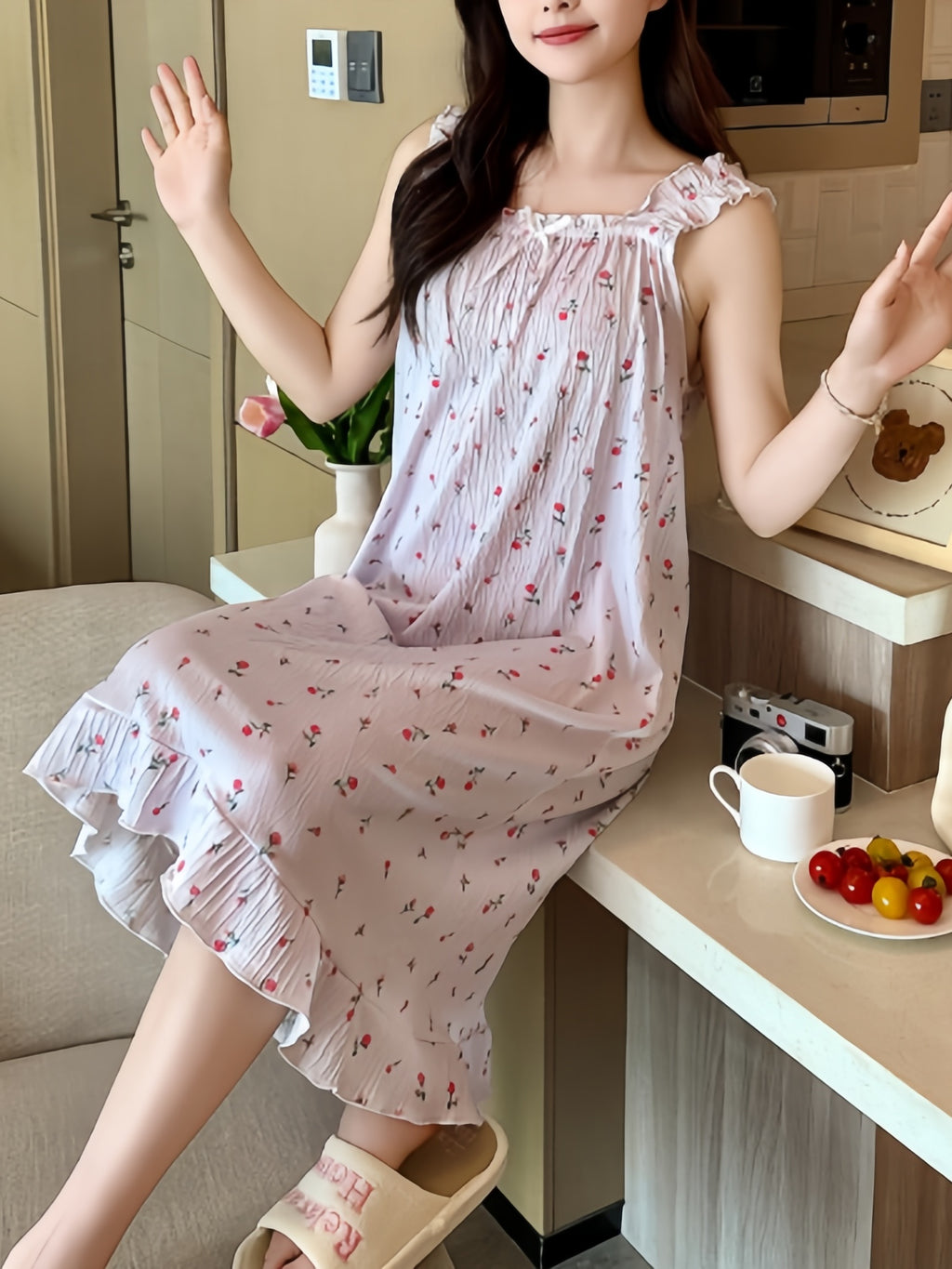 Sweet & Cute Summer Women 's Sleeveless Sleep Dress | Color: Style 4 | Image 3