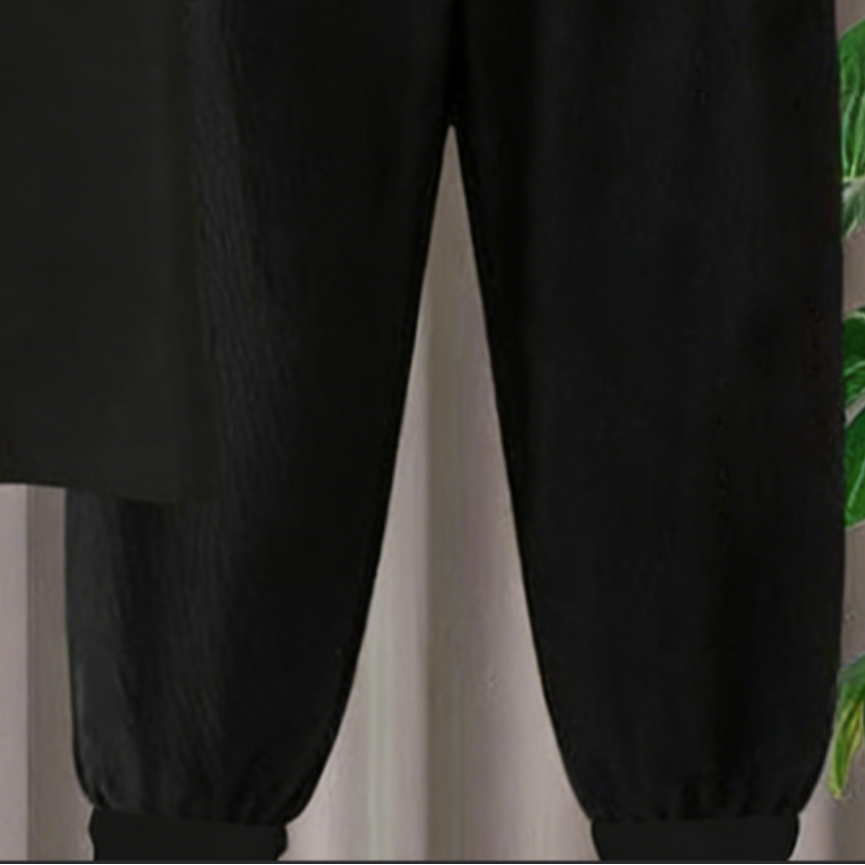 Modern Chic All-Season Minimalist Summer 2-Piece Unisex Kids' Pants Suit, Ages 2-7 | Color: Black | Image 2