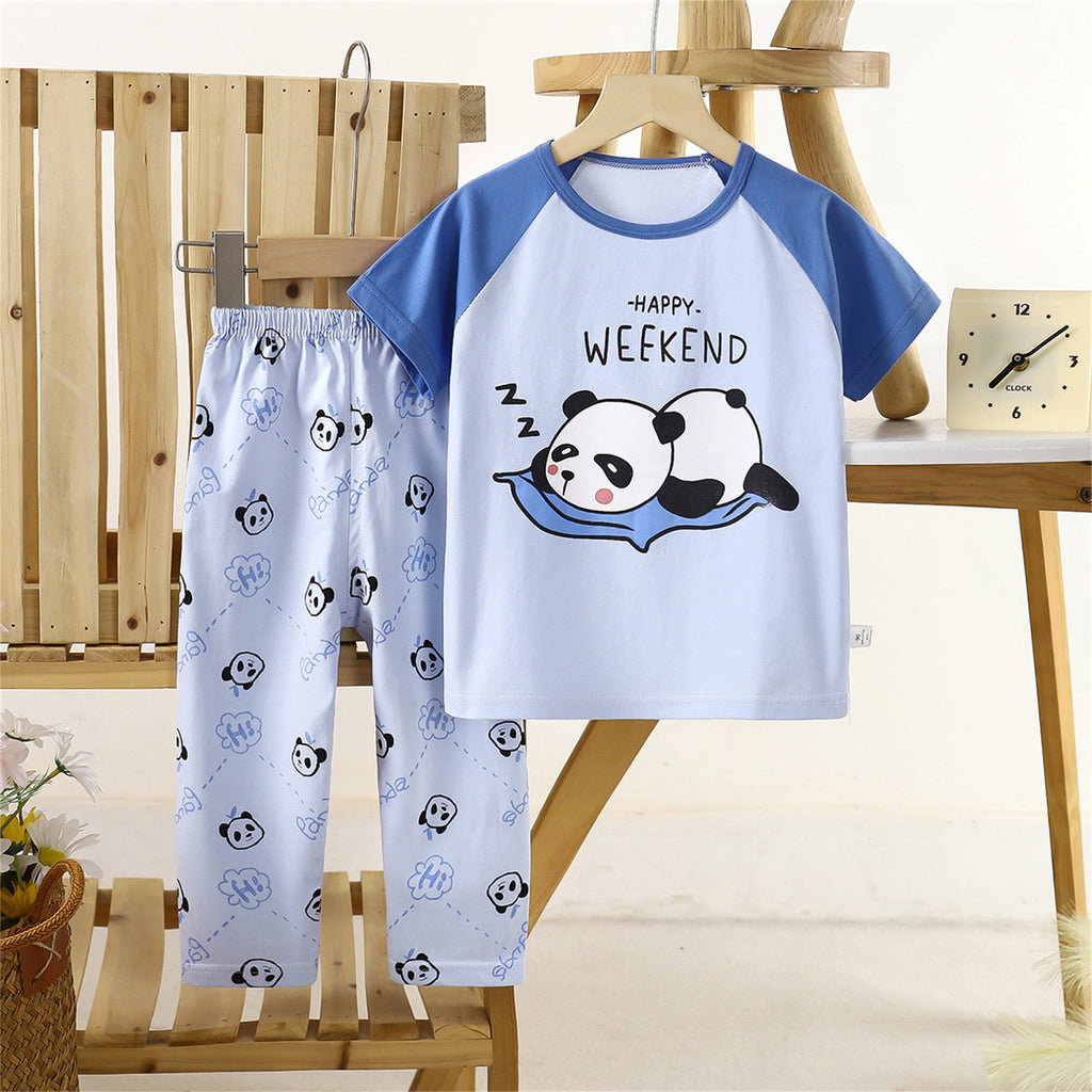 Casual Sporty Summer 2-Piece Unisex Kids' Pajama Set, Ages 2-9 | Color: Style 2 | Image 1