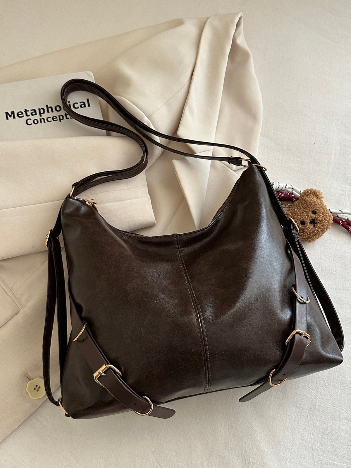 Trendy Autumn PU/Artificial Leather/Microfiber Leather Women's Shoulder Bags Tote Bags | Color: Coffee | Image 1