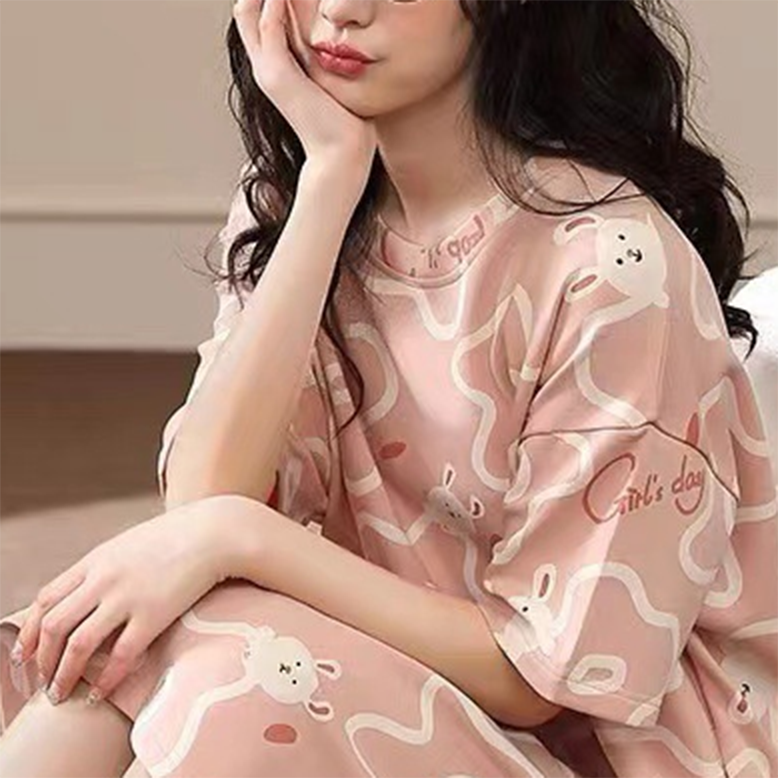 Sweet & Cute Summer Women 's Short  Sleeve Sleep Dress | Color: Style 9 | Image 2