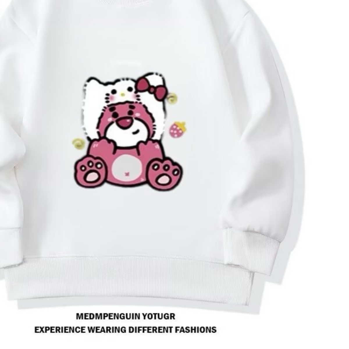 Modern Chic All-Season Minimalist Autumn Unisex Kids' Sweatshirt, Ages 2-14 | Color: White | Image 3