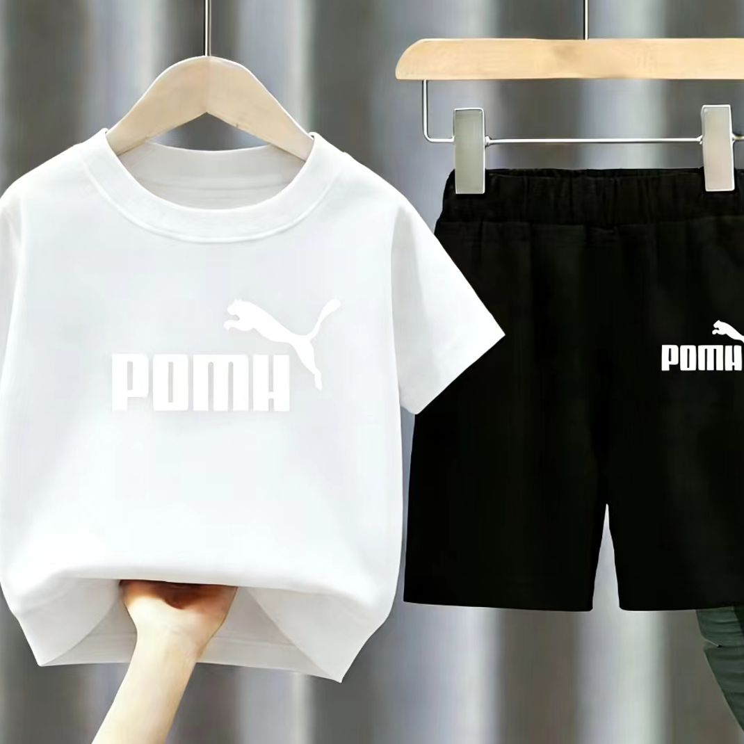 Modern Chic All-Season Casual Sporty Summer 2-Piece Boys' Pants Suit, Ages 2-11 | Color: White | Image 1
