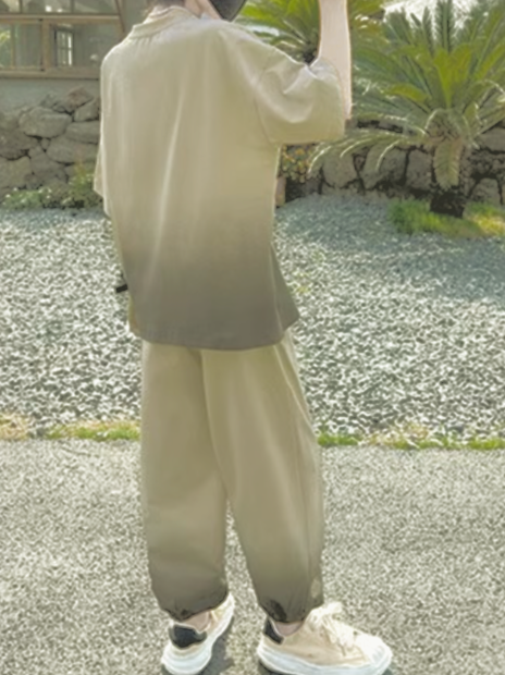 Casual Sporty Summer 2-Piece Boys' Pants Suit, Ages 4-14 | Color: Khaki | Image 3