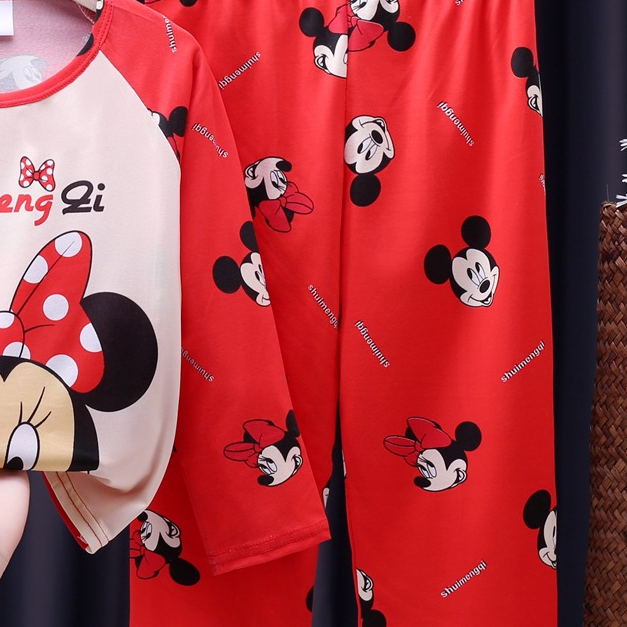 Modern Chic All-Season Minimalist Autumn 2-Piece Girls' Pajama Set, Ages 3-11 | Color: Red | Image 2