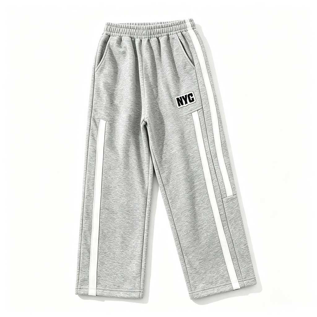 Casual Sporty Autumn Unisex Kids' Loose Pants, Ages 4-14 | Color: Light Grey | Image 2