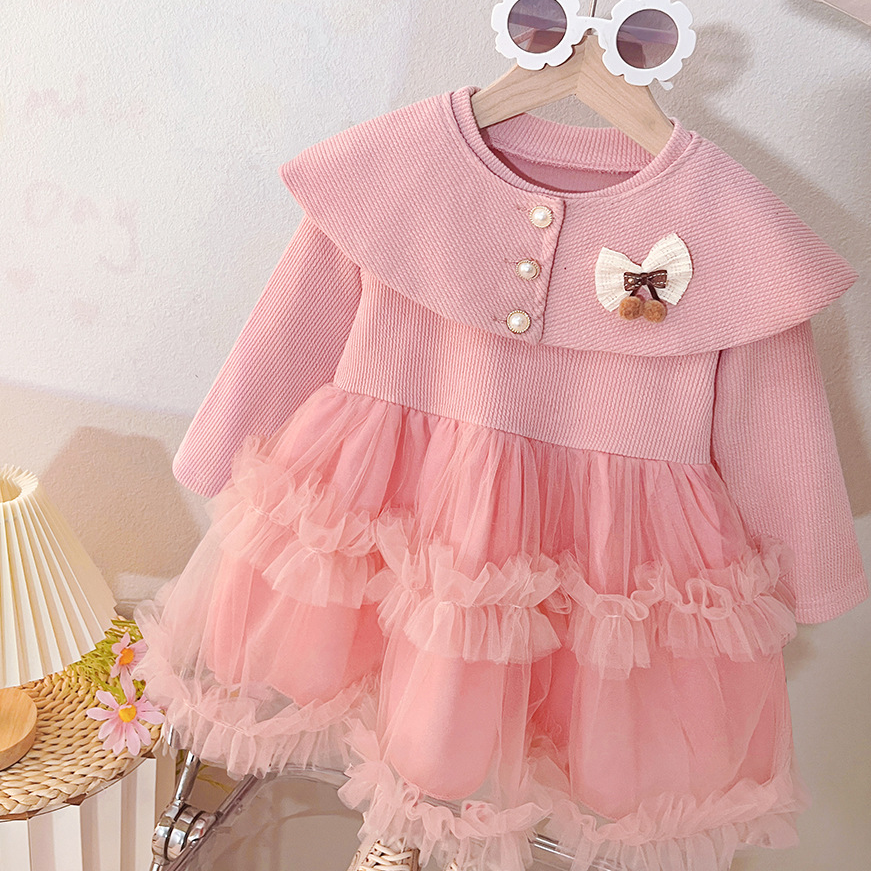 Sweet & Cute Autumn 2-Piece Baby Girls' Dress, Ages 9-24 Months | Color: Pink | Image 1