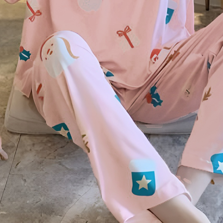 Modern Chic Sweet Feminine All-Season 2 Pcs Women 's Long Sleeve Sleep Set | Color: Style 3 | Image 2