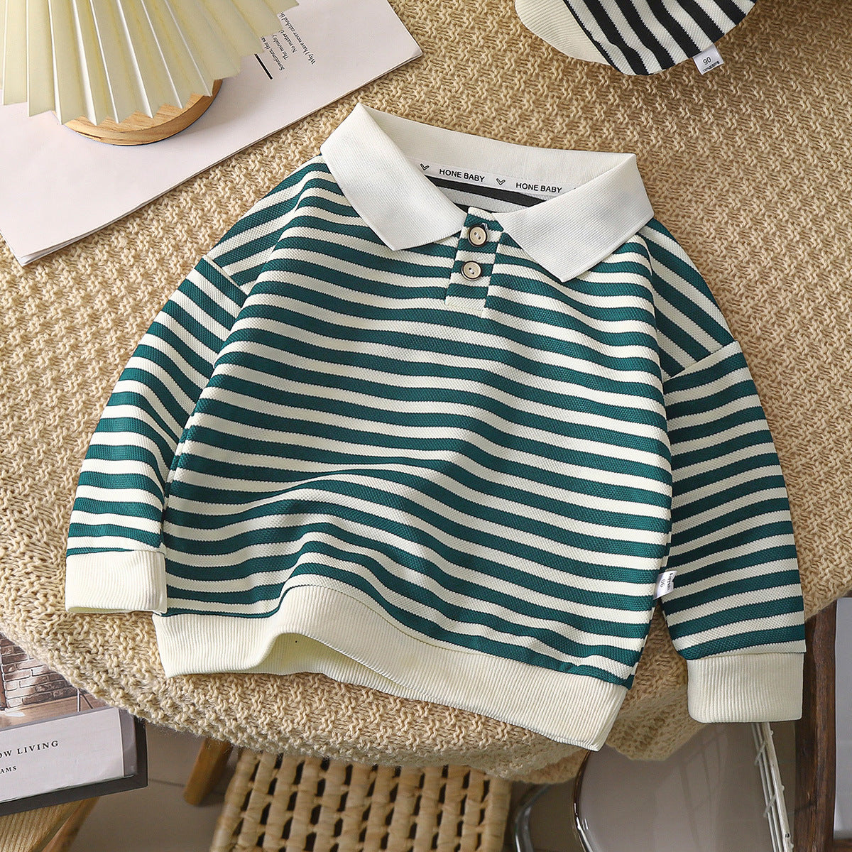 Minimalist Autumn Boys' Sweatshirt, Ages 2-9 | Color: Green | Image 1