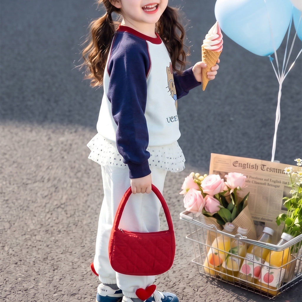 Modern Chic All-Season Casual Sporty Autumn 2-Piece Girls' Pants Suit, Ages 2-9 | Color: Navy | Image 3