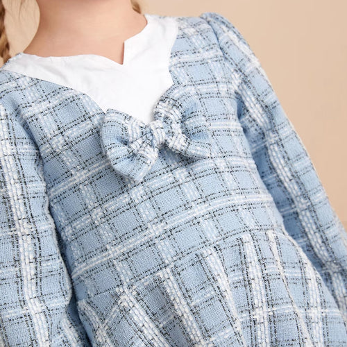 Preppy Autumn Girls' A-Line Dress, Ages 2-7 | Color: Blue | Image 2
