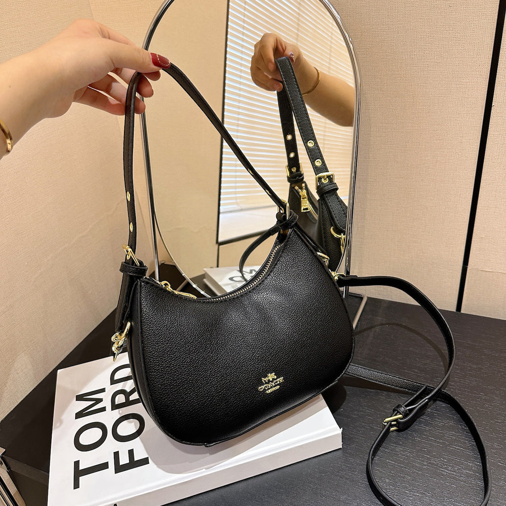 Modern Chic All-Season PU/Artificial Leather/Microfiber Leather Women's Shoulder Bags Underarm Bags | Color: Black | Image 2