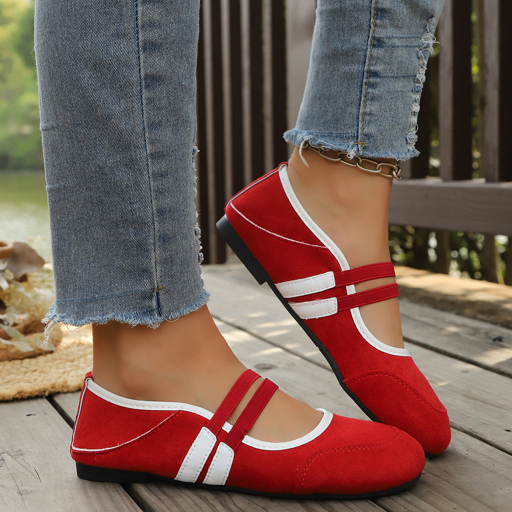 Modern Chic All-Season Cloth / Textile Women's Flat Shoes | Color: Red | Image 2