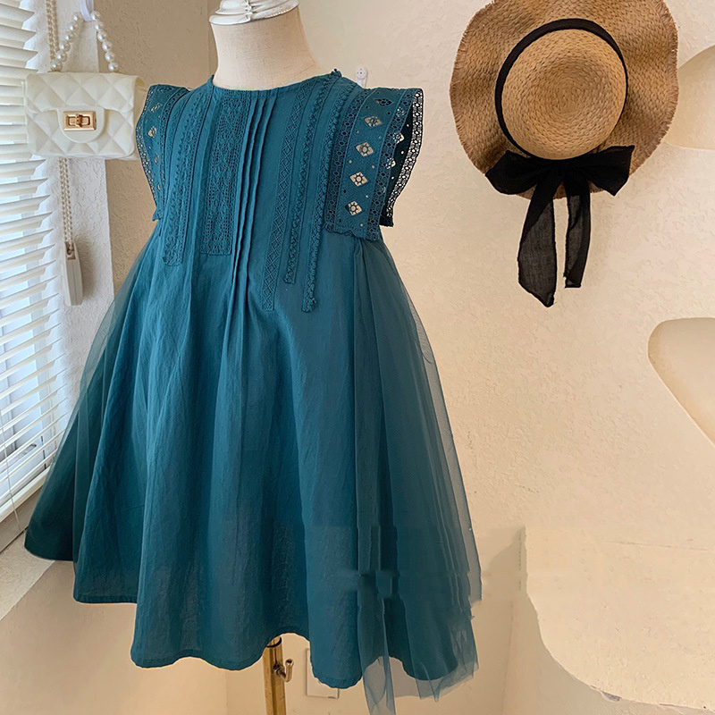 Casual Sporty Summer Girls' A-Line Dress, Ages 2-9 | Color: Blue | Image 1