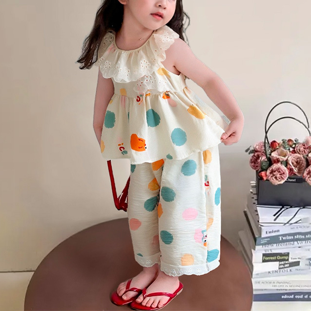 Sweet & Cute Summer 2-Piece Girls' Pants Suit, Ages 2-7 | Color: Style 2 | Image 1
