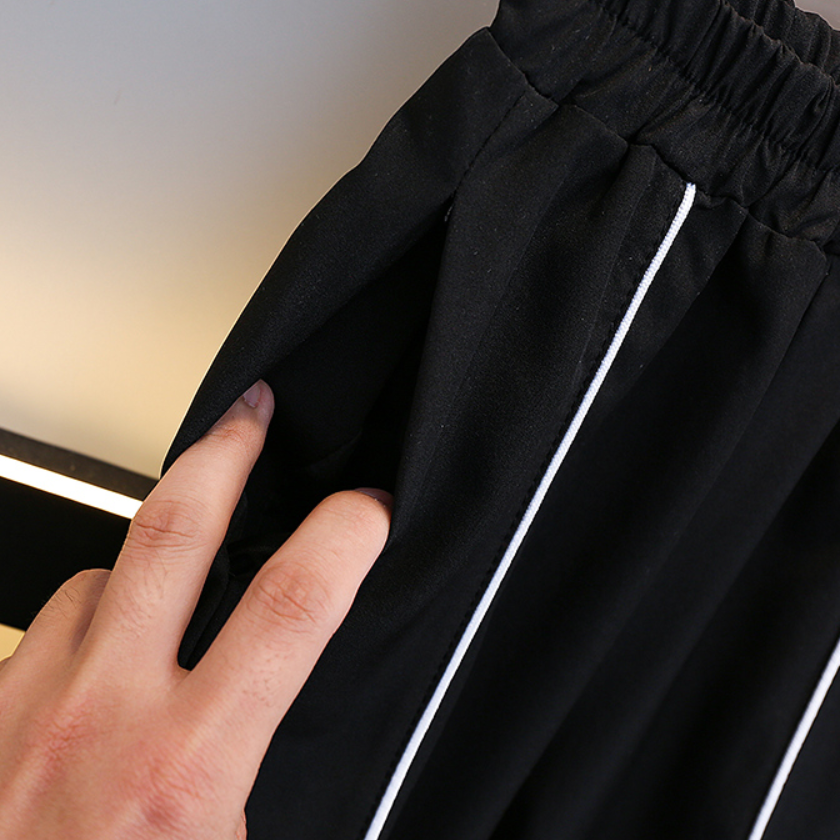 Modern Chic All-Season Minimalist Summer 2-Piece Boys' Pants Suit, Ages 2-9 | Color: Black | Image 2