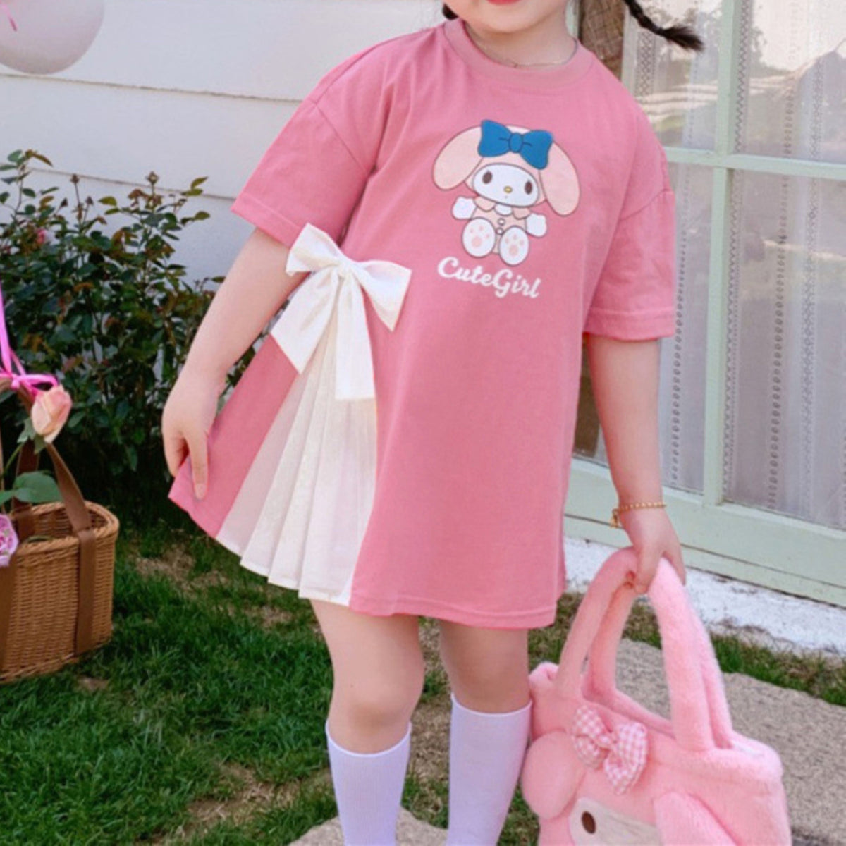 All-Season Sweet & Cute Summer Girls' Tee Dress, Ages 2-9 | Color: Rose | Image 2