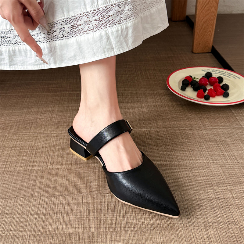 Modern Chic All-Season PU/Artificial Leather/Microfiber Leather Women's High Heel Slippers | Color: Black | Image 3
