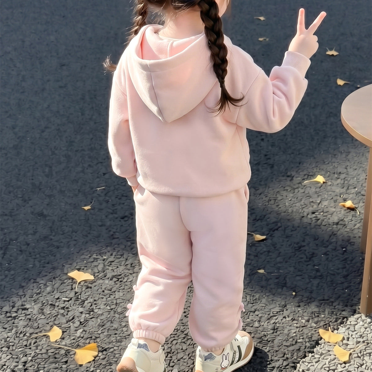 Casual Sporty Autumn 2-Piece Girls' Pants Suit, Ages 2-9 | Color: Pink | Image 3