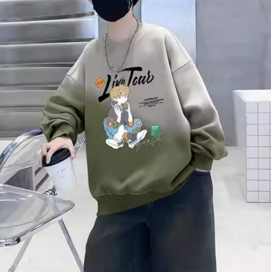 Minimalist Spring Boys' Sweatshirt, Ages 4-14 | Color: Green | Image 1