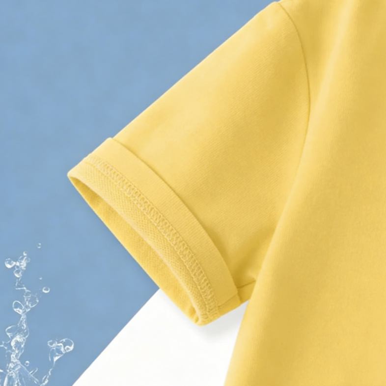 Modern Chic All-Season Minimalist Summer Unisex Kids' T-Shirt, Ages 2-7 | Color: Yellow | Image 3