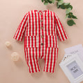 Minimalist Autumn Unisex Baby Jumpsuit, Ages 0-12 Months | Color: Red | Image 1