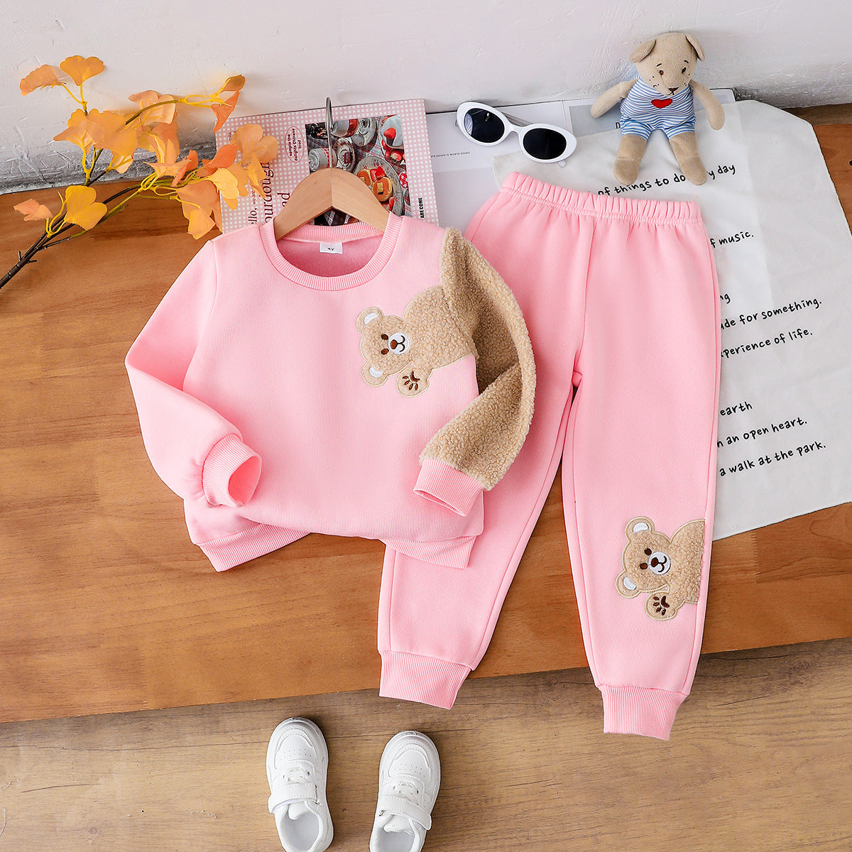 Sweet & Cute Autumn 2-Piece Girls' Pants Suit, Ages 3-9 | Color: Pink | Image 1