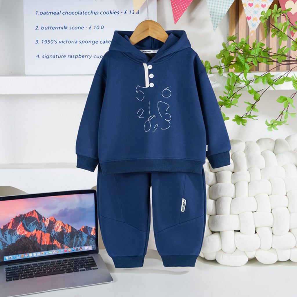 Modern Chic All-Season Casual Sporty Autumn 2-Piece Boys' Pants Suit, Ages 2-7 | Color: Blue | Image 3