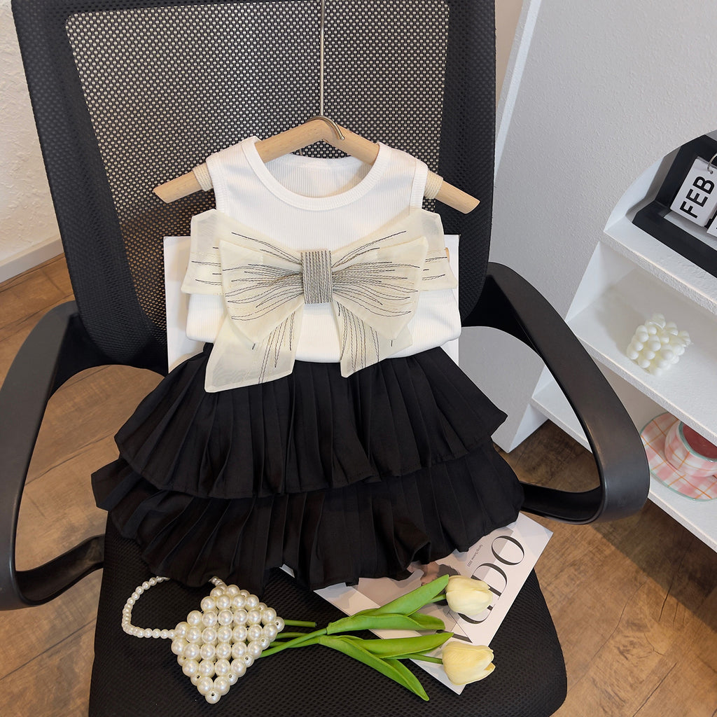 Trendy Summer 2-Piece Girls' Dress Suit, Ages 2-9 | Color: White | Image 1