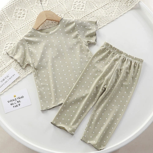 Minimalist Summer 2-Piece Baby Girls' Pajama Set, Ages 3-24 Months | Color: Green | Image 1