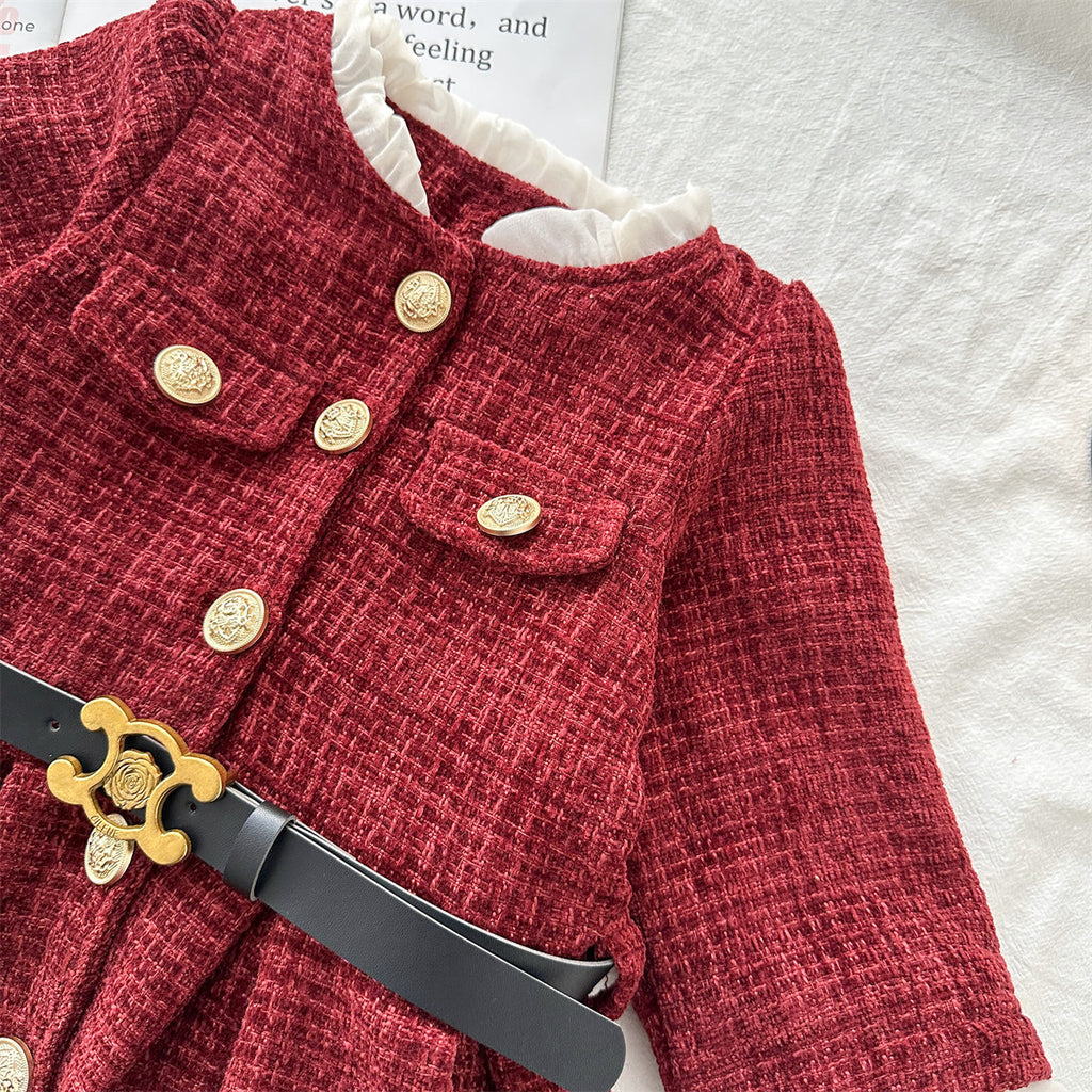 Modern Chic All-Season Elegant Winter Girls' A-Line Dress, Ages 2-9 | Color: As the Picture | Image 3