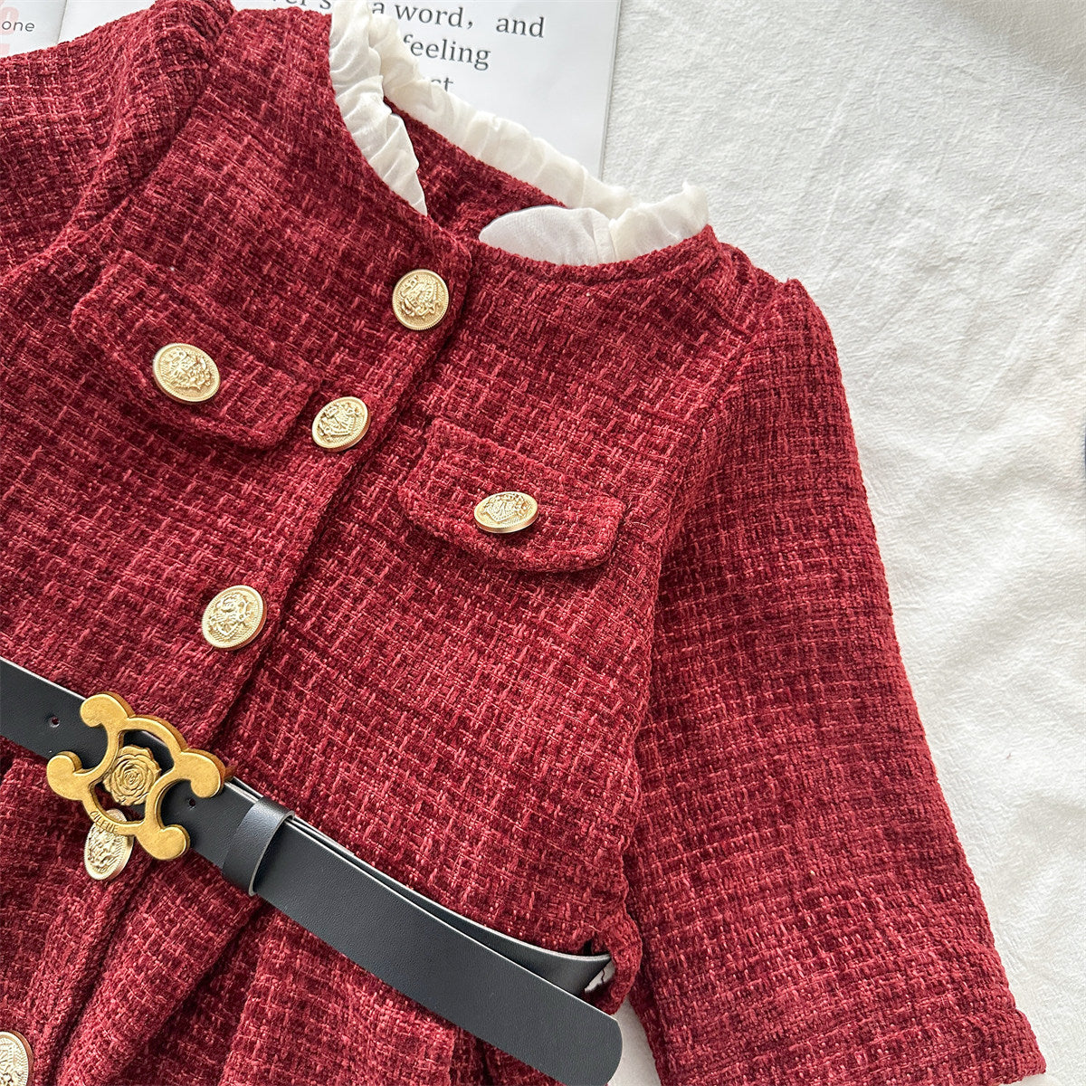 Modern Chic All-Season Elegant Winter Girls' A-Line Dress, Ages 2-9 | Color: As the Picture | Image 3