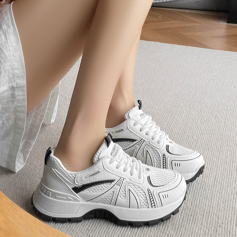 Modern Chic All-Season PU/Artificial Leather/Microfiber Leather, Net Women's Fashion Sneaker | Color: Black | Image 1