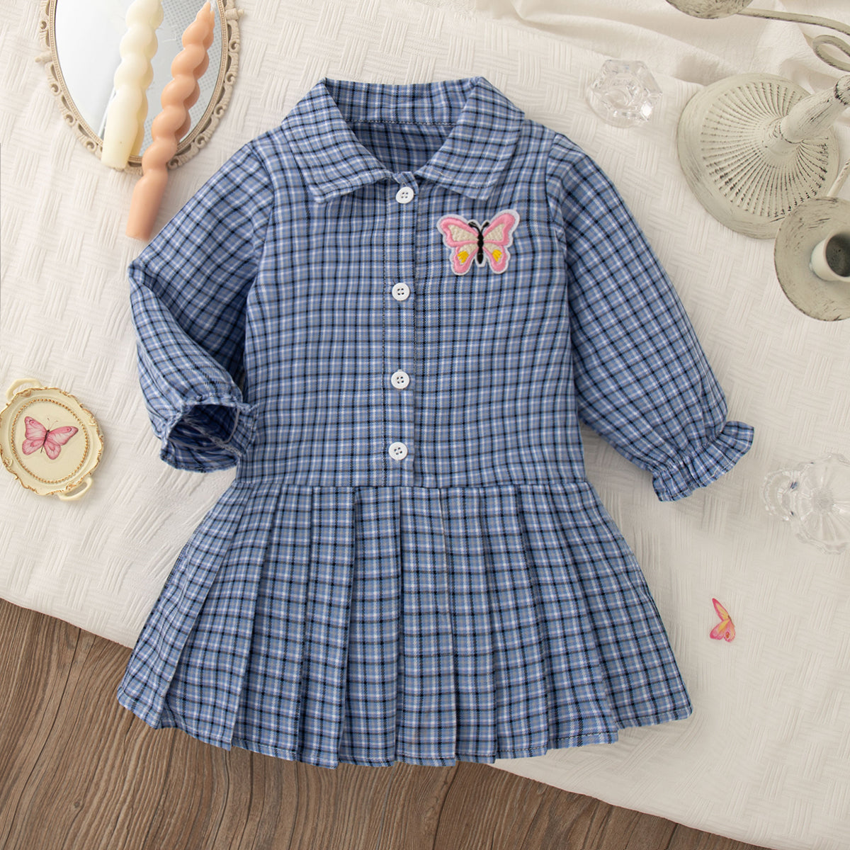 Casual Sporty Autumn Baby Girls' Dress, Ages 6-24 Months | Color: Blue | Image 1