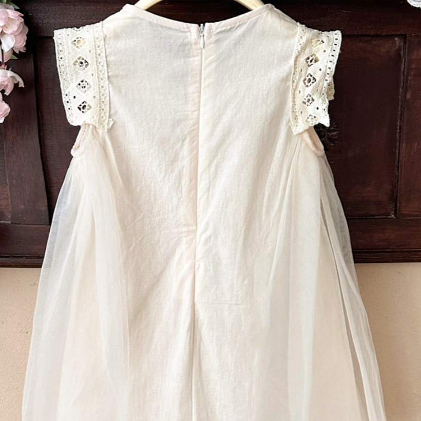 Casual Sporty Summer Girls' A-Line Dress, Ages 2-9 | Color: Beige | Image 3