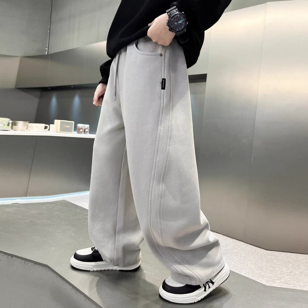 Minimalist Autumn Boys' Casual Pants, Ages 4-14 | Color: Light Grey | Image 1