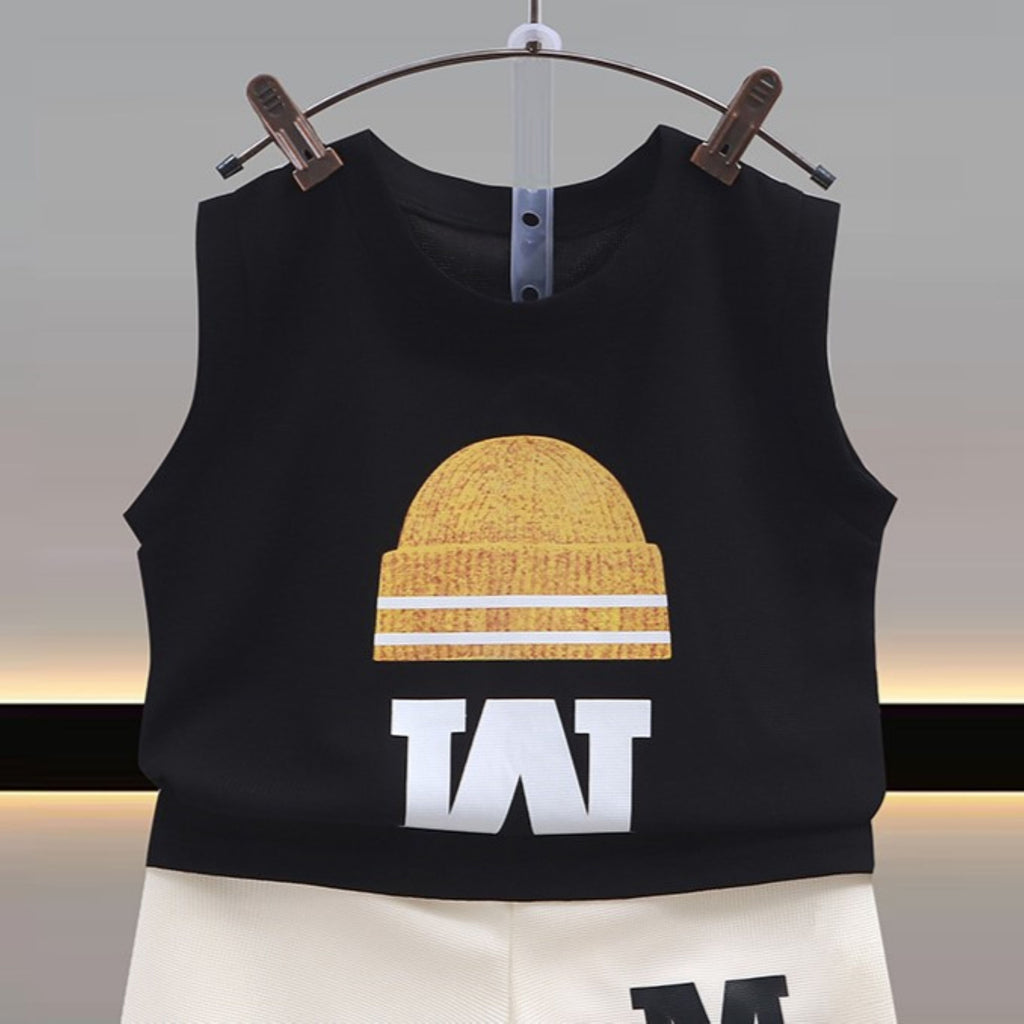 Modern Chic All-Season Minimalist Summer 2-Piece Boys' Pants Suit, Ages 2-9 | Color: Black | Image 3