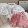 Sweet & Cute Summer 2-Piece Girls' Dress Suit, Ages 2-9 | Color: White | Image 1