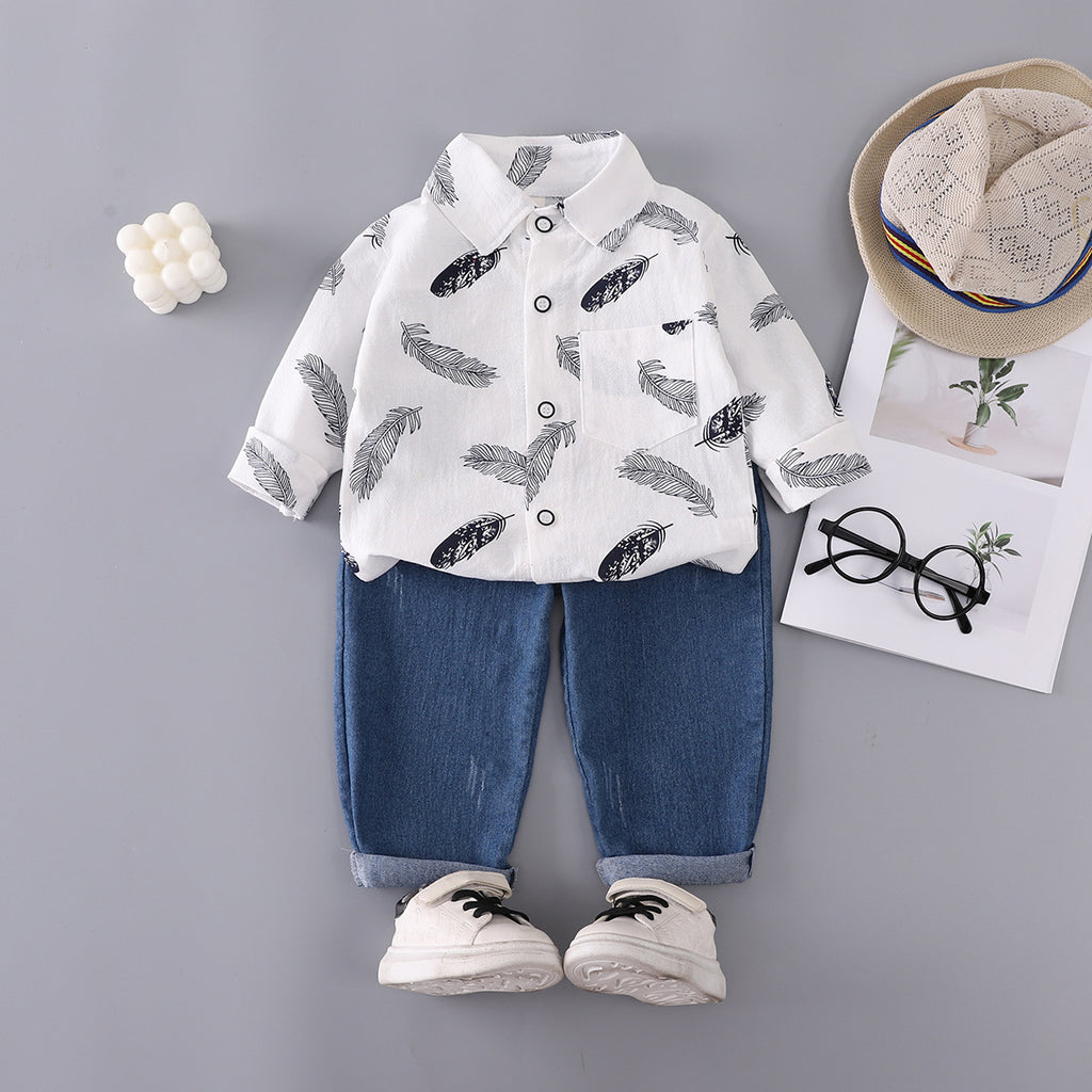 Minimalist Autumn 2-Piece Baby Boys' Pants Suit, Ages 9-24 Months | Color: Style 2 | Image 1