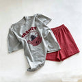 Minimalist Summer Women 's Short  Sleeve Sleep Set | Color: Style 1 | Image 1