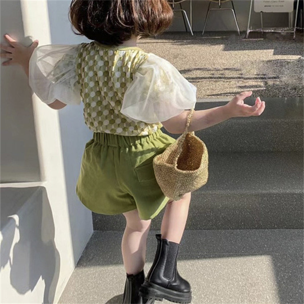Trendy Summer 2-Piece Girls' Pants Suit, Ages 2-9 | Color: Green | Image 3