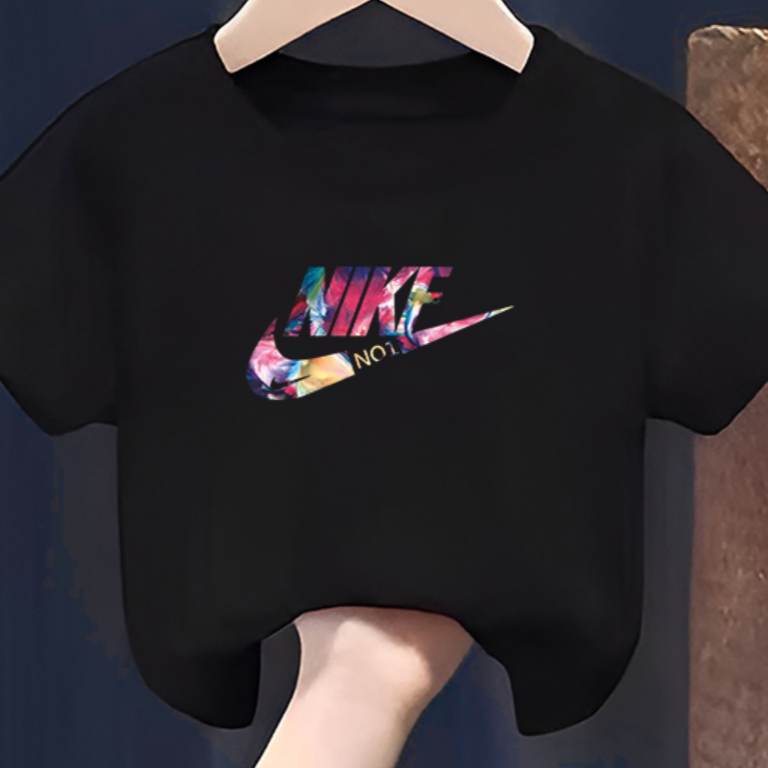 Modern Chic All-Season Minimalist Summer Unisex Kids' T-Shirt, Ages 2-7 | Color: Black | Image 2