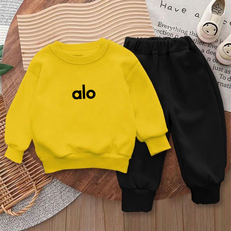 Modern Chic All-Season Minimalist Autumn 2-Piece Unisex Kids' Pants Suit, Ages 2-9 | Color: Yellow | Image 1