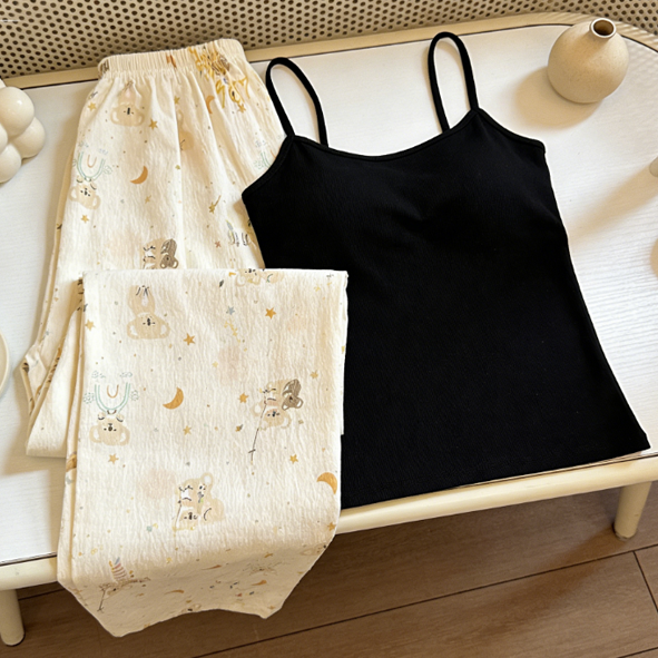 Sweet Feminine Summer 2 Pcs Women 's Sleeveless Sleep Set | Color: Style 1 | Image 1