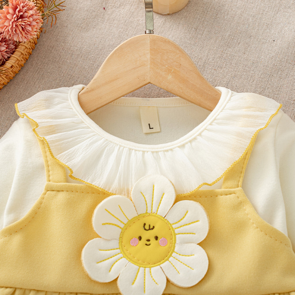 Sweet & Cute Autumn Baby Girls' Dress, Ages 1-24 Months | Color: Yellow | Image 3