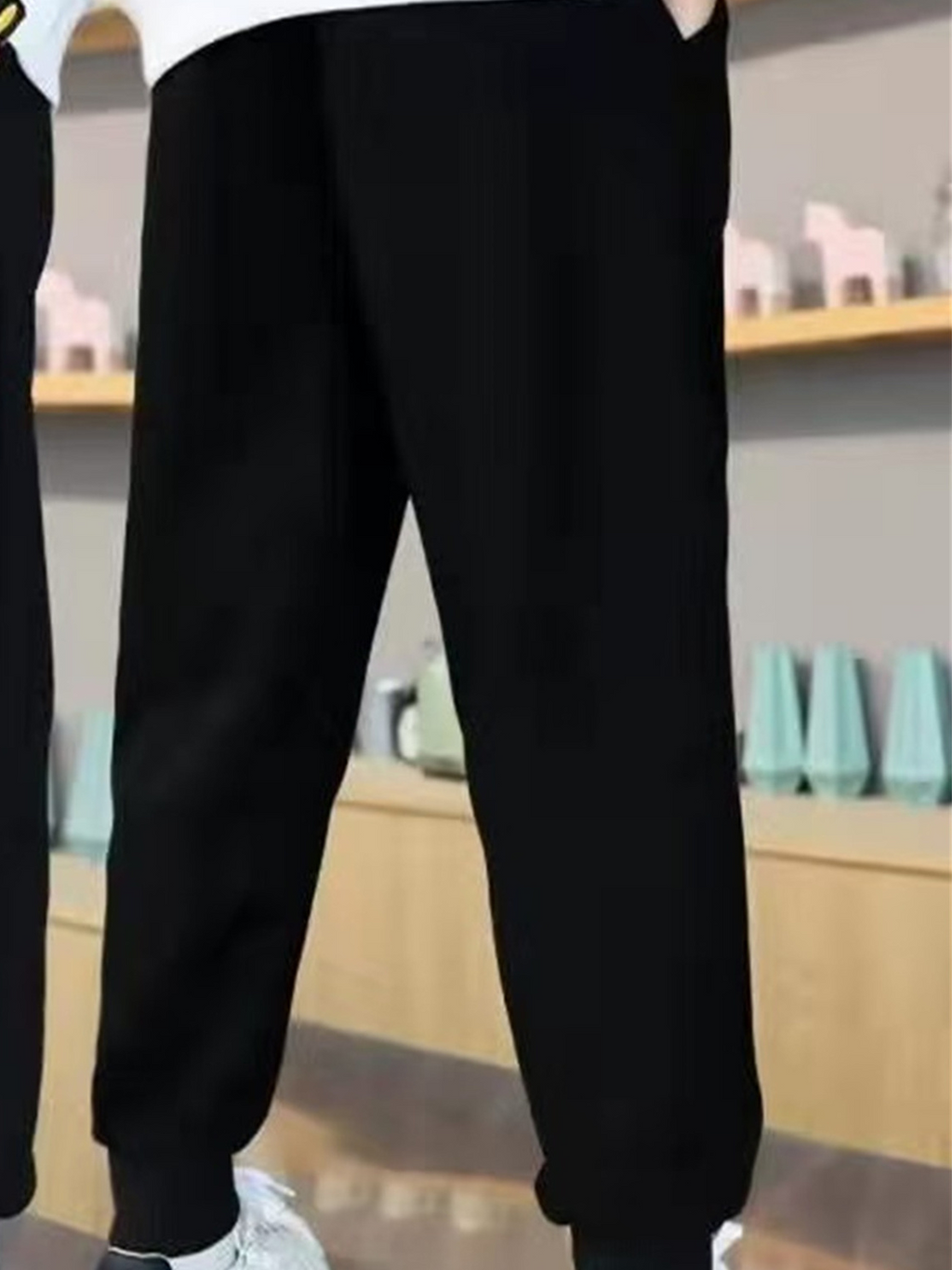 Modern Chic All-Season Minimalist Spring Boys' Sweatpants, Ages 2-13 | Color: Black | Image 2